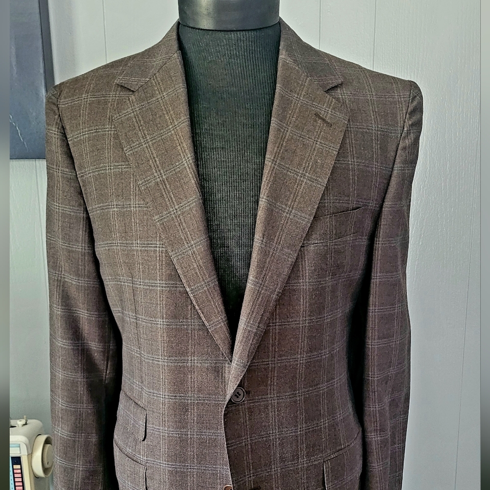 Canali Brown Plaid Flannel Suit